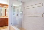 The large walk-in shower is large enough for two